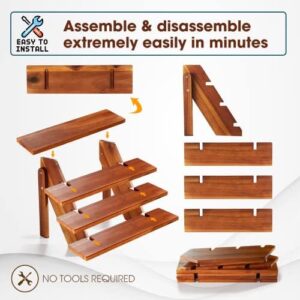 Acacia Wood Cupcake Display Stand - 4 Tiered Riser for Vendors Organizer - Wooden Cupcake Cookie Stands for Dessert Decorative Tables - Appetizer Serving Shelves Farmhouse at Party Wedding - Image 2