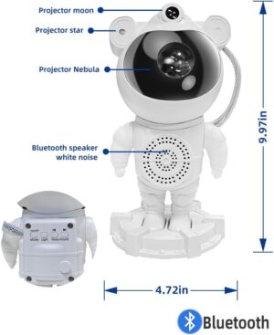 Astronaut Galaxy Projector - Star Projector, Bluetooth Speaker, White Noise, Star and Moon Galaxy Lights for Bedroom with Timer and remote, Nebula Night Light 360° Adjustable, Starry galaxiy projecter - Image 2