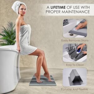 Stone Bath mat, Diatomaceous Earth Shower Mat, Non-Slip Super Absorbent Quick Drying Bathroom Floor Mat, Natural, Easy to Clean. (Dark Gray) - Image 5