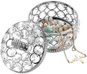 Hipiwe Crystal Mirrored Jewelry Box Jewelry Trinket Organizer Box Home Decor Ring Earrings Necklace Storage Holder Keepsake Box - Image 4