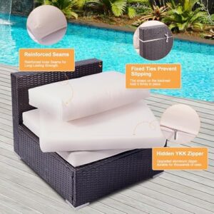 14 Piece Outdoor Patio Cushion Covers Replacement, Outdoor Couch Cushions Covers with Zippers, Waterproof Patio Furniture Cushion Slipcovers for Couches,Outdoor Patio Furniture (14 piece sets,Beige） - Image 3