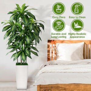 Artificial Dracaena Tree Indoor, 6FT Tall Fake Tree with White Tall Planter, Artificial Trees Fake Yucca Potted Tree for Home Office Living Room Decor,Tall Artificial Plant for Housewarming - Image 6