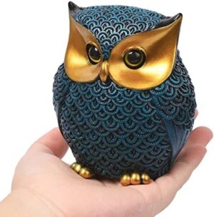 Owl Decor Home Décor Accents Small Decor Items for Shelf Owl Figurines Home Decor Owl Decorations for Home, Office, Gifts for Owl Lover (Blue) - Image 2