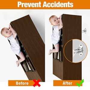 Furniture Anchors (10 Packs) Anti Tip Furniture Anchors for Baby Proofing, Furniture Wall Anchor Earthquake Straps for Furniture Dresser Wall Safety Anchor Furniture Fasteners to Wall, White - Image 2