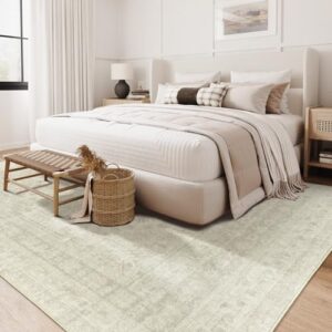 zesthome 8x10 Area Rugs for Living Room,Non-Slip Backing Washable Rugs,Vintage Large Area Rug,Stain Resistant Home Decor Rug (Beige/Grey,8'x10') - Image 7