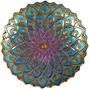 Teamson Home Handpainted Mosaic Flower Fusion Glass Pedestal Bird Bath for Outdoor Patio Garden Backyard Decking Décor, 21 inch Height, Blue and Purple - Image 4