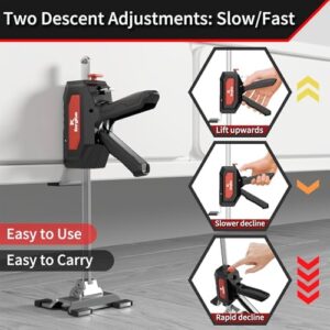 Labor Saving Arm Jack 2 Pack, Stainless Steel Furniture Lifts with Dual-Speed Descent, Hand Furniture Jack for Easy Cabinet & Flooring Installation - Image 3