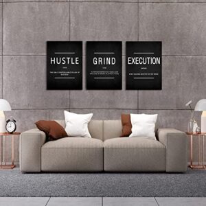 KAWAHONE Canvas Painting Wall Art, Grind Hustle Execution Motivational Wall Art Decoration Posters Prints for Living Room Bedroom, Office Decor, Gallery-Wrapped Canvas Art Set Framed Ready to Hang - Image 4