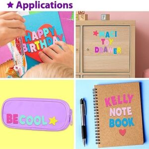 KRAFUN Felt Sticker Kit for Beginner Young Girls and Kids Arts & Crafts, Pack of 600 Assorted Scrapbook Stickers Alphabets, Numbers, Fun Shapes, Preschool, Children Early Learning, self Adhesive - Image 5