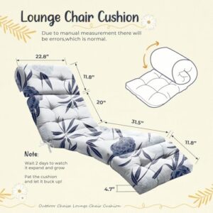 Outdoor Chaise Lounge Chair Cushion 75.1 x 22.8 x 4.7 Inches 100% Waterproof Replacement Cotton Patio Pool Lounge Chair Cushion for Outdoor Furniture with Ties, Blue Enchantress - Image 2