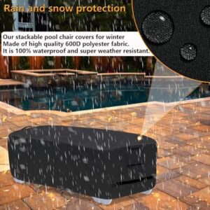 Outdoor Lounge Chair Covers for 4-6 Stackable Patio Chaise Lounge Chairs, Waterproof, Durable Polyester Fabric 80 x 32 x 40 Inch Pool Chair Covers for Winter Storage (Black) - Image 4