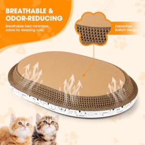 3 Pack Large Oval Cat Scratcher Bed Scratch Pad Board Lounge Couch Cats Bowl Shaped Scratching Post Nest for Cats Grinding Claw Cat Scratcher Cardboard Furniture Protector 17.3" x 14" x 2.36" - Image 5