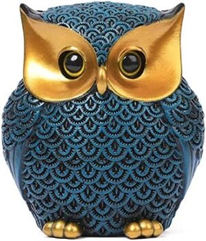 Owl Decor Home Décor Accents Small Decor Items for Shelf Owl Figurines Home Decor Owl Decorations for Home, Office, Gifts for Owl Lover (Blue)