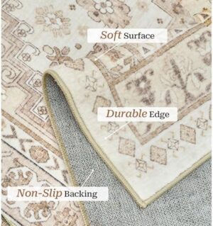 zesthome 8x10 Area Rugs for Living Room,Non-Slip Backing Washable Rugs,Vintage Large Area Rug,Stain Resistant Home Decor Rug - Image 4