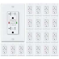 ELECTECK 20 Pack GFCI Outlets 20 Amp, Tamper Resistant (TR), Self-Test GFI Receptacles with LED Indicator, Ground Fault Circuit Interrupter, Decor Wallplate Included, UL Listed, White