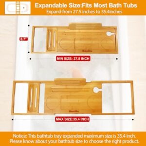 Premium Bamboo Bathtub Tray Caddy - Bath Tub Tray Table for Bathtub - Bath Caddy Tray for Bathtub, Expandable Size, Fits Most Bath Tubs - Image 3