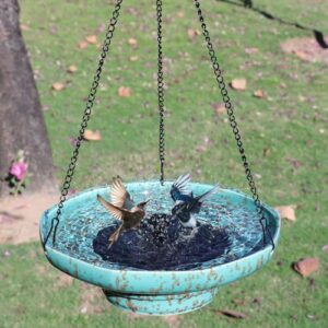 Solar Fountain Ceramic Hanging Bird Bath,Bird Bath for Ourside,Outdoor Fountain Bird Bath,Garden and Home Decor - Image 2