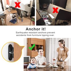 Furniture Anchors (10 Pack) Anti Tip Furniture Straps for Baby Proofing, 400lbs Tension Earthquake Resistant Metal Straps, Furniture Wall Anchor Prevent Baby Pet from Falling Furniture - Image 2