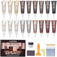 Wood Furniture Repair Kit - 18 Colors Wood Filler Hardwood Laminate Vinyl Floor Repair Kit Wood Putty Cabinet Touch Up Kit - Cover Scratches, Stains, Holes for Table, Door, Veneer, Cherry, Walnut