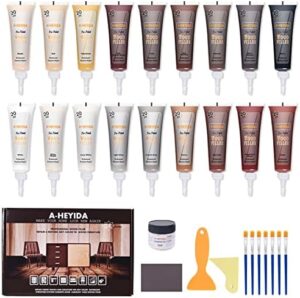 Wood Furniture Repair Kit - 18 Colors Wood Filler Hardwood Laminate Vinyl Floor Repair Kit Wood Putty Cabinet Touch Up Kit - Cover Scratches, Stains, Holes for Table, Door, Veneer, Cherry, Walnut