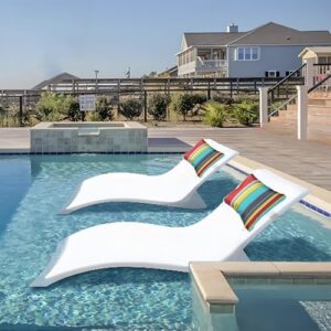 Enipate Outdoor Pillow for Chaise Lounge Chair Pack of 2 Water Resistant Headrest Lumbar Pillows with Adjustable Elastic Strap Removable Machine Washable for Pool Patio Beach Chair Garden Furniture - Image 2