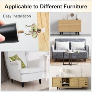 Maitys 4 Inch Round Solid Furniture Legs Furniture Wooden Replacement Chair Feet Dresser Sofa Couch Legs Table Cabinet Footstool DIY Projects for Home(Black,8 Pcs) - Image 4