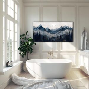 Wapluam Wall Art for Living Room Home Decorations Black And White Wall Painting Canvas Wall Decor For Bedroom Modern Office Decor Abstract Mountains Landscape Artwork Wall Pictures Ready To Hang - Image 5