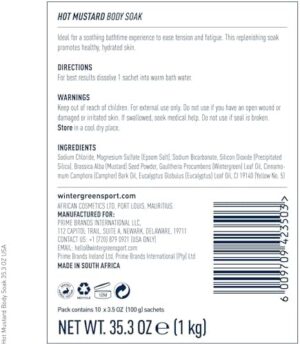 Hot Mustard Body Bath Soak, Magnesium, Mustard Seed Powder, Wintergreen Oil Recommend to Ease Tension and Fatigue, 10 100g Sachets per Pack (35.3 Oz) - Image 2