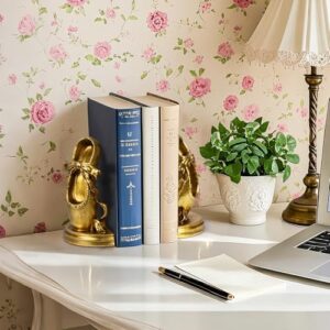 Bookends for Shelves, Heavy Duty Book Ends - Ballet Slipper Decorative Bookends with Anti-Slip Pad for Book Lovers Dancers Heavy Book Holder for Home Office Decor - Image 2