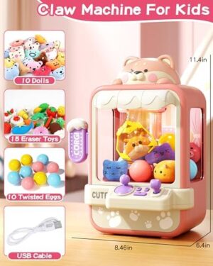 Claw Machine for Kids, Mini Vending Machine with Music, Prize Dispenser Toys for Girls and Boys, Electronic Claw Game Machine for Party Birthdays, Includes 35 Mini Toys (Small) - Image 6
