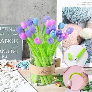Color Changing Flower Pens,12PCS Ballpoint Pens Colorful Gel Ink Rollerball Pens Black 0.5mm (12 pack,Colored Tulip) for School Home Office Stationery Store Kids Girls - Image 4