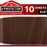 Felt Furniture Pads X-PROTECTOR - 10 Pack Premium 8”x6” Heavy Duty 1/5” Felt Sheets! Cut Furniture Felt Pads for Furniture Feet You Need – Best Furniture Pads for Hardwood Floors! Brown