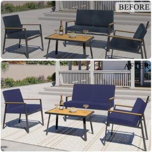 HEBE Outdoor Patio Cushion Covers Set of 12 Waterproof Stretch Seat Cushion Cover for Patio Furniture Clearance Outdoor Sofa Cushion Cover Replacement Couch Slipcovers Chair Seat Cover - Image 7