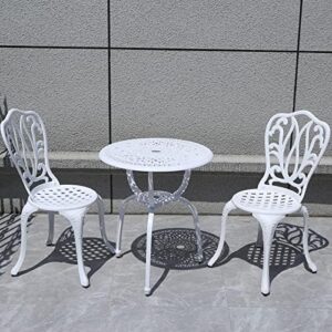 3 Piece Bistro Set,Outdoor Patio Set,Anti-Rust Cast Aluminum Bistro Table Set for Park Yard Front Porch Furniture(New White)… - Image 7