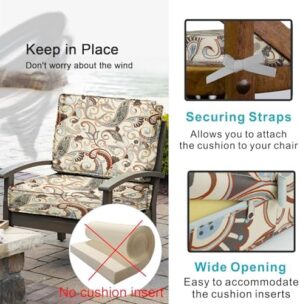 NettyPro Patio Chair Seat Cushion Covers Set 4, Waterproof Outdoor Furniture Cushion Slipcovers with Zipper and Tie, 21 x 19 x 3 Inch, Replacement Cover Only, Vintage - Image 5