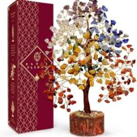 Crystal Tree of Life 7 Chakra Healing Crystal Trees for Home Decor, Office Desk Decor, Living Room Decor, Handmade Bonsai Trees for Positive Energy, Money, Good Luck Birthday Gifts for Women, Mom