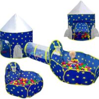 PigPigPen 3pc Kids Play Tent for Boys with Ball Pit, Crawl Tunnel, Princess Tents for Toddlers, Baby Space World Playhouse Toys, Boys Indoor& Outdoor Play House, Perfect Kid’s Gifts