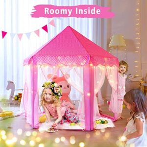 Monobeach Princess Tent Girls Large Playhouse Kids Castle Play Tent with Star Lights Toy for Children Indoor and Outdoor Games, 55'' x 53'' (DxH) - Image 2