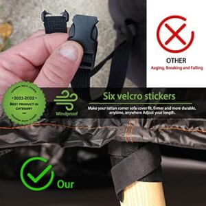 Enzeno Patio Furniture Set Cover, Outdoor Sectional Sofa Couch Set Covers Waterproof, Garden Dining Table Chair Set Cover Outside Rectangular Heavy Duty Weatherproof 120" L x 90" W x 35" H Black - Image 5