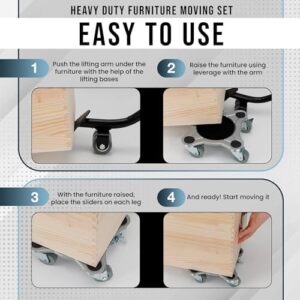 Heavy-Duty Furniture Moving Set with Lifter Tool - 6000lbs Capacity, 360° Rotating Wheels for Sofas, Refrigerators, and More - Image 5