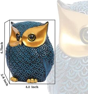 Owl Decor Home Décor Accents Small Decor Items for Shelf Owl Figurines Home Decor Owl Decorations for Home, Office, Gifts for Owl Lover (Blue) - Image 3
