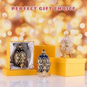 ELLDOO Faberge Egg Style Trinket Box, Enameled Jewelry Box Unique Decorative Metal Box Classic Ornaments Gift for Home Decor, Blue - Image 7