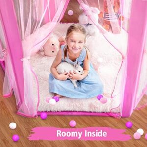 Monobeach Princess Tent Girls Large Playhouse Kids Castle Play Tent with Star Lights Toy for Children Indoor and Outdoor Games, 55'' x 53'' (DxH) - Image 6