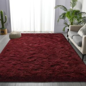 Large Shag Area Rugs 6 x 9, Plush Fuzzy Rugs for Living Room, Ultra Soft Fluffy Furry Rug for Bedroom, Indoor Carpet Nursery Rugs for Kids Room Home Decor, Burgundy - Image 3