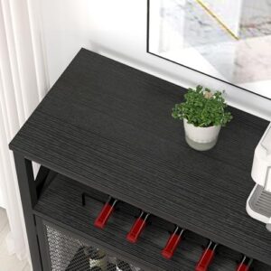 FOLUBAN Black Wine Bar Cabinet, Modern Coffee Bar Cabinet with Storage for Home, Farmhouse Sideboard Buffet Cabinet for Liquor and Glasses with Wine Rack for Kitchen Dining Living Room, 47 Inch - Image 5