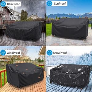 Heavy Duty Patio Sofa Cover Waterproof, Mrrihand 2-Seater Outdoor Sofa Loveseat Cover, Outdoor Patio Furniture Cover with Air Vent and Handles, 60" L×34" D×30" H, Black - Image 7
