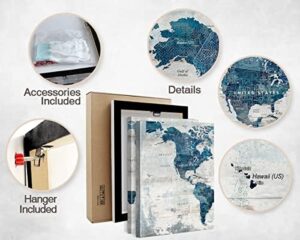 Elixart Wall Art for Living Room Office Wall Decor Pictures for Bedroom World Map Art Large Kitchen Decor 48"X24" Motivational Painting for Dining Room Wall Decorations - Image 4