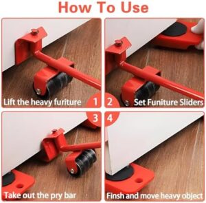 Furniture Lift Mover Tool Set, Furniture Movers with Four 360°Wheels, Furniture Lifter Tool,Furniture Mover Dolly Set for Refrigerator,Sofa - Image 3