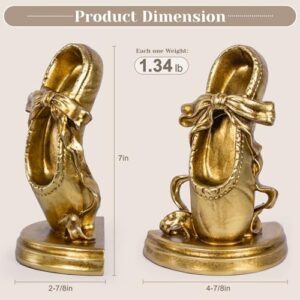 Bookends for Shelves, Heavy Duty Book Ends - Ballet Slipper Decorative Bookends with Anti-Slip Pad for Book Lovers Dancers Heavy Book Holder for Home Office Decor - Image 3
