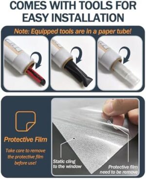 Frosted Glass Window Privacy Film with Installation Tools, Removable, Peep-Proof, Static Cling, Heat Control, UV Protection, Anti-Glare, Ideal for Home, Shower (23.6 x 157.5 Inch) - Image 6